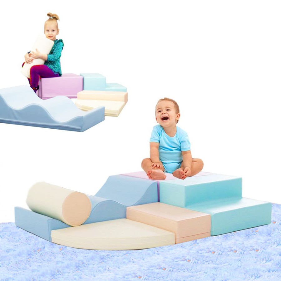 Playtime littlehelper Kids Climbing Frames | Montessori Large Soft Play Equipment | 6 Piece Foam Play Set With Steps | Pastel Colours | 6 Months+