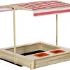 Playtime littlehelper Sand & Water Table | Kids Eco Fir Wood Sandpit With Uv Adjustable Canopy | Sand & Water Play | 1.18M Square