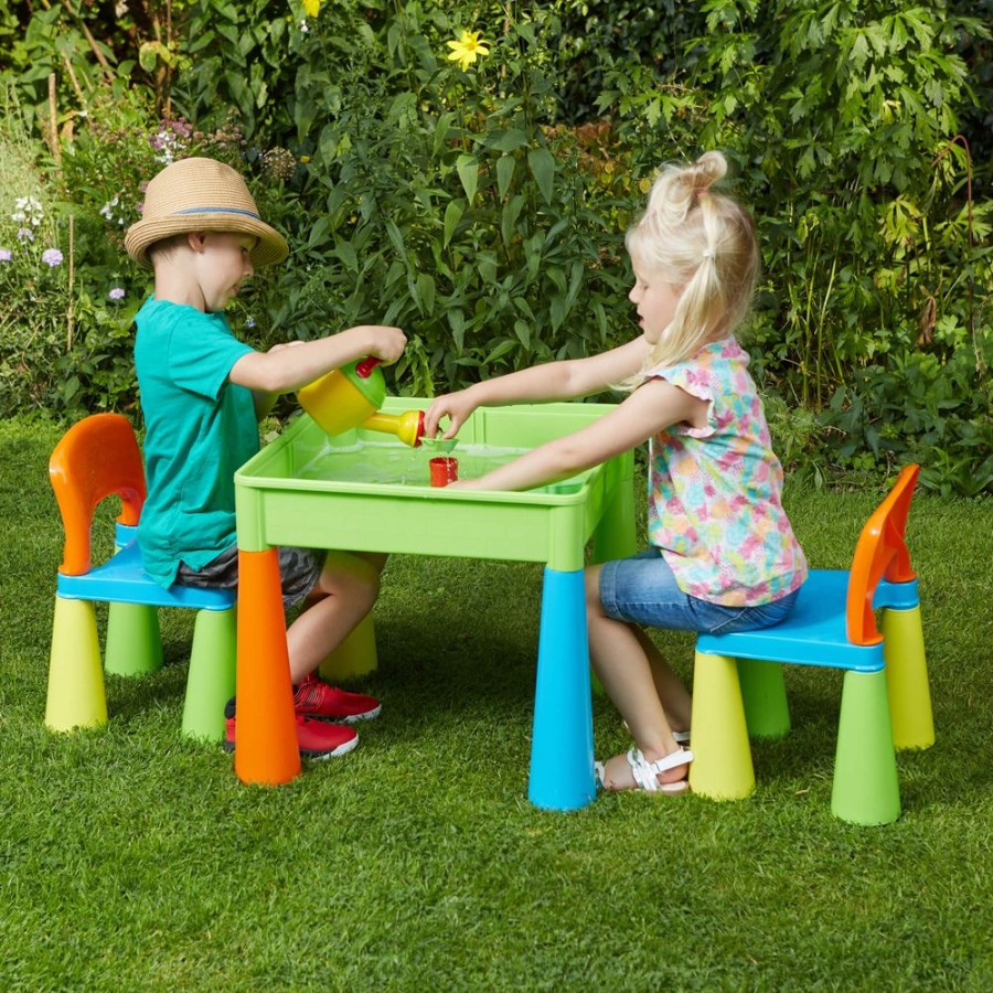 Playtime littlehelper Sand & Water Table | Children'S 5-In-1 Table & 2 Chairs Set | Sand & Water Pit | Lego | Dry Wipe Top | Storage