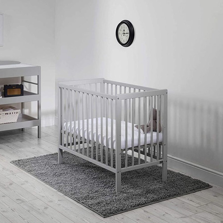 Baby & Nursery littlehelper Cots | Nursery Classic Grey Space Saving Cot With Mattress | 96 X 58 X 90.5Cm