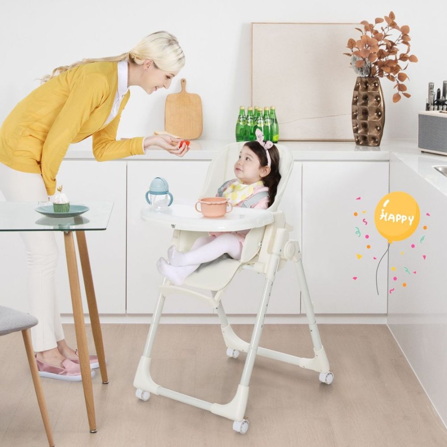 Mealtime littlehelper | Folding | Reclining | Adjustable Baby High Chair | 5 Recline Positions | Winter White