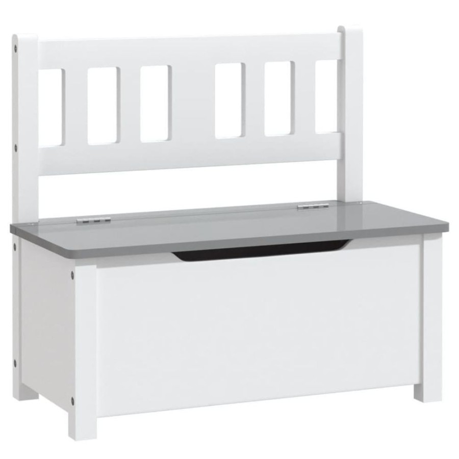 Baby & Nursery littlehelper Toy Box | Little Helper Wooden Toy Storage Bench | Kids Toy Box | Crisp White & Charcoal Grey