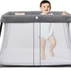 Baby & Nursery littlehelper Travel Cots | Easy Assembly 2-In-1 Lightweight Portable Baby Playpen & Travel Cot | Thick Mattress, Sheet & Carry Bag | Grey | 0-36M