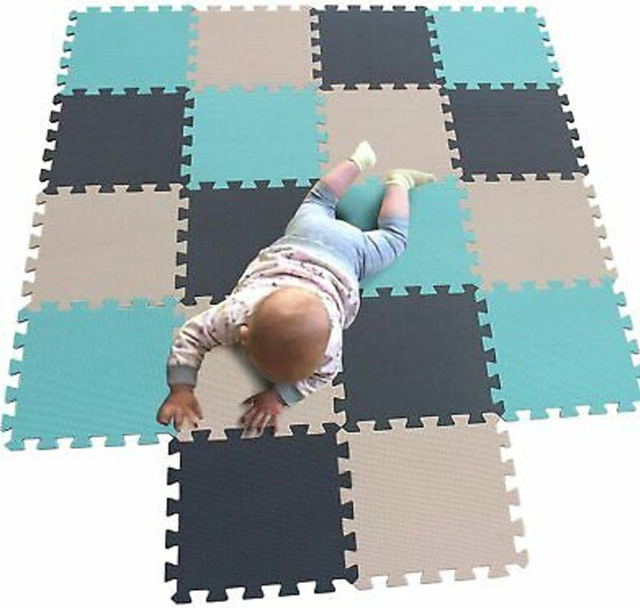 Baby & Nursery littlehelper Travel Cots & Playpens | Interlocking Montessori 18 Thick Foam Play Mats | Jigsaw Mats For Baby Playpens And Playrooms | Grey, Pink & White