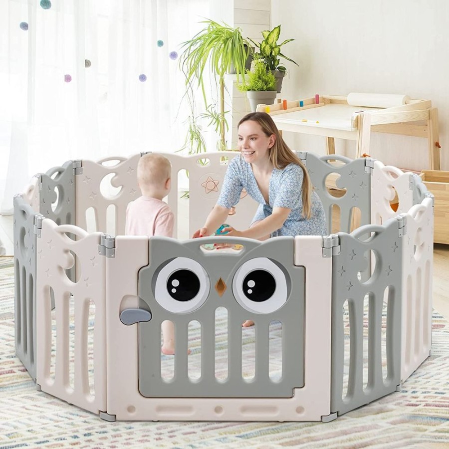 Baby & Nursery littlehelper Baby Playpens | 12 Panel Montessori Folding Baby Playpen And Ball Pool With Activity Panel | Grey & White