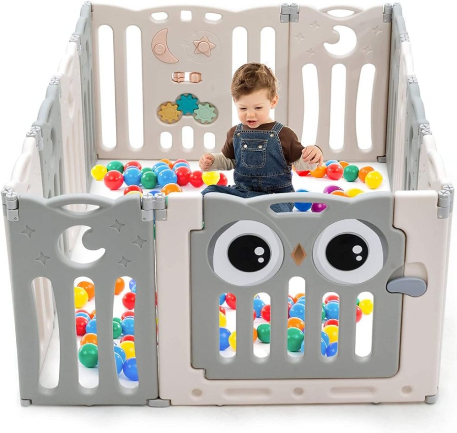 Baby & Nursery littlehelper Baby Playpens | 12 Panel Montessori Folding Baby Playpen And Ball Pool With Activity Panel | Grey & White