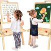 Playtime littlehelper | Natural Eco Wood Height Adjustable Easel | Whiteboard | Blackboard Double Easel