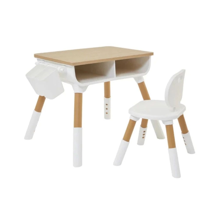 Toddler Furniture & Accessories littlehelper | Grow-With-Me Height Adjustable Montessori Scandi-Design Kids Table And Chairs | Natural | 2-8 Years