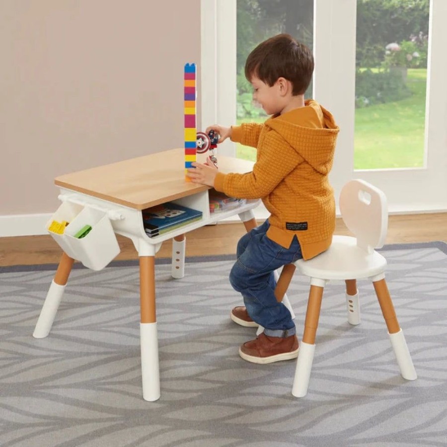 Toddler Furniture & Accessories littlehelper | Grow-With-Me Height Adjustable Montessori Scandi-Design Kids Table And Chairs | Natural | 2-8 Years