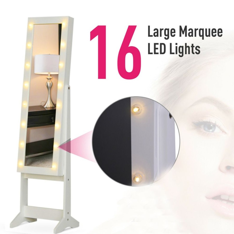 Toddler Furniture & Accessories littlehelper | White Led Full Length Free Standing Mirror | 16 Large Marquee Lights | Jewellery Storage | 1.46M High