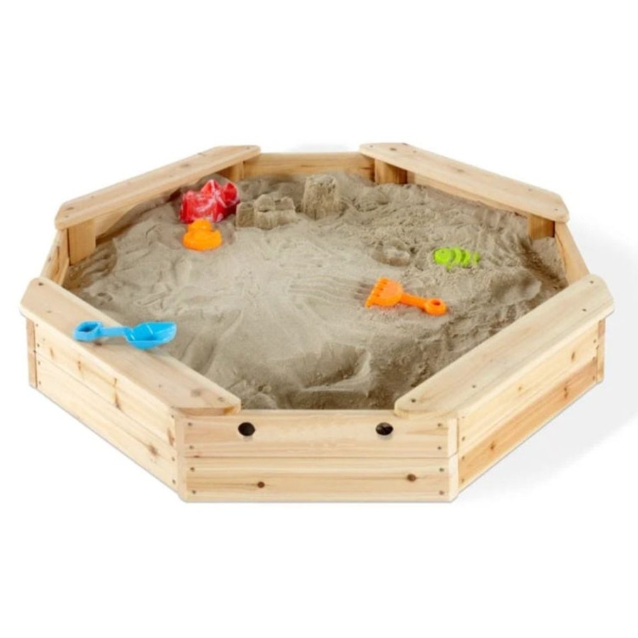 Playtime littlehelper Sand & Water Table | Kids Octaganol Eco Fsc Wooden Sandpit With Waterproof Cover | 1.16M Diameter | 12M+