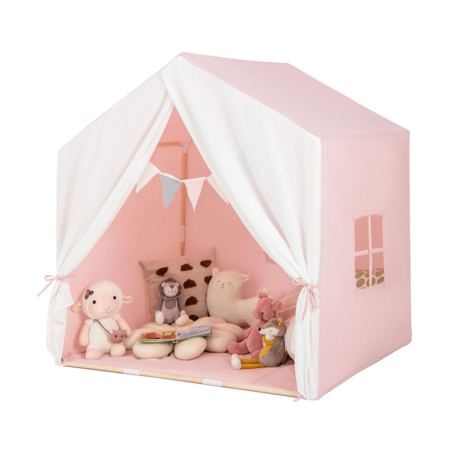 Playtime littlehelper Playhouses, Teepees & Dens | Kids Playhouse Tent | Windows And Curtain | Washable Non-Slip Mat | Brown Or