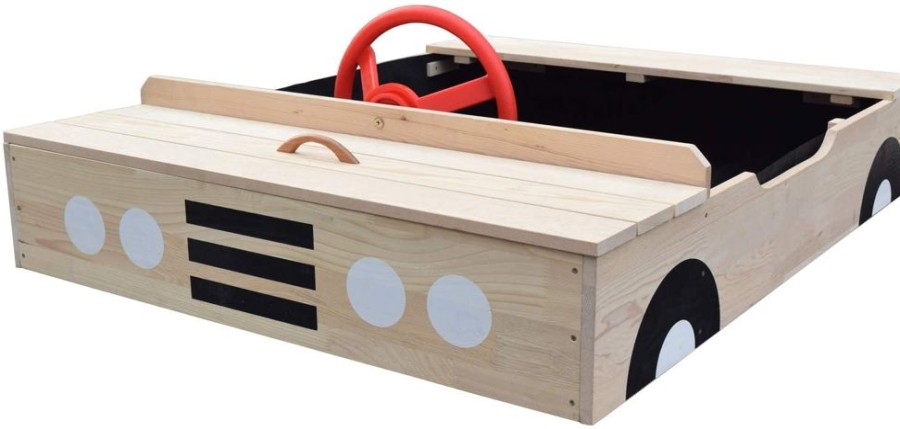 Playtime littlehelper Sand & Water Table | Kids Large Eco Wooden Pre-Treated Car Sandpit With Cover | 1.15M Long | 12M+