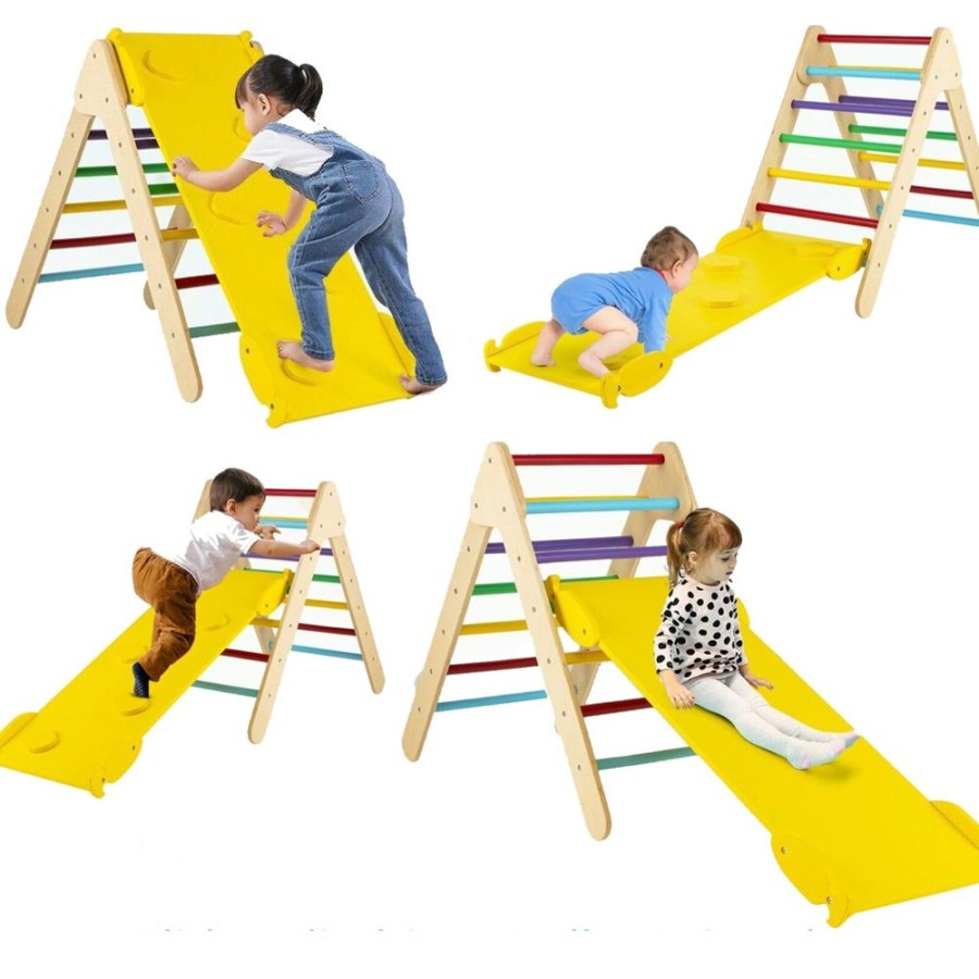 Playtime littlehelper Kids Climbing Frames | 3-In-1 Children'S Eco Wood Climbing Frame | Montessori Pikler Triangle, Slide & Climber