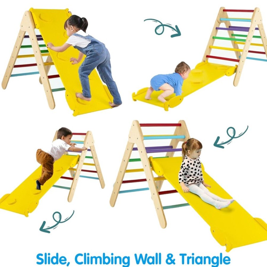 Playtime littlehelper Kids Climbing Frames | 3-In-1 Children'S Eco Wood Climbing Frame | Montessori Pikler Triangle, Slide & Climber