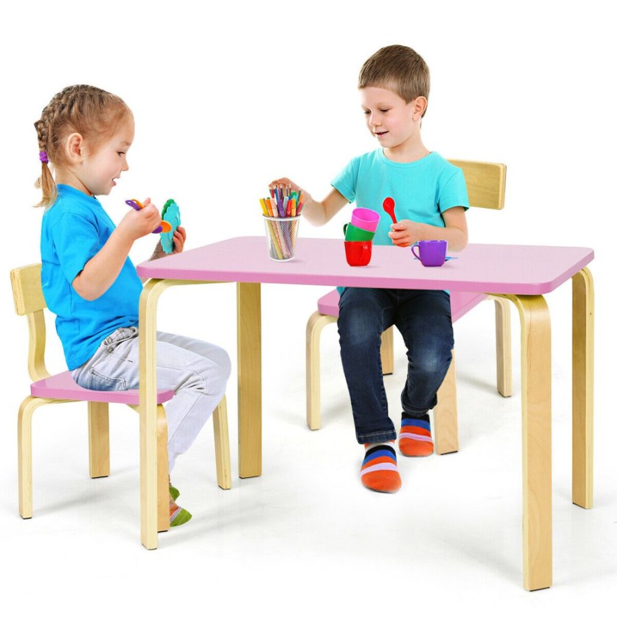 Playtime littlehelper Montessori Toys & Products | Kids Montessori Large Eco Pine Wood Table And 2 Ergonomic Chairs | Natural | 3-12 Years+