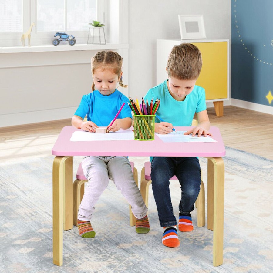 Playtime littlehelper Montessori Toys & Products | Kids Montessori Large Eco Pine Wood Table And 2 Ergonomic Chairs | Natural | 3-12 Years+