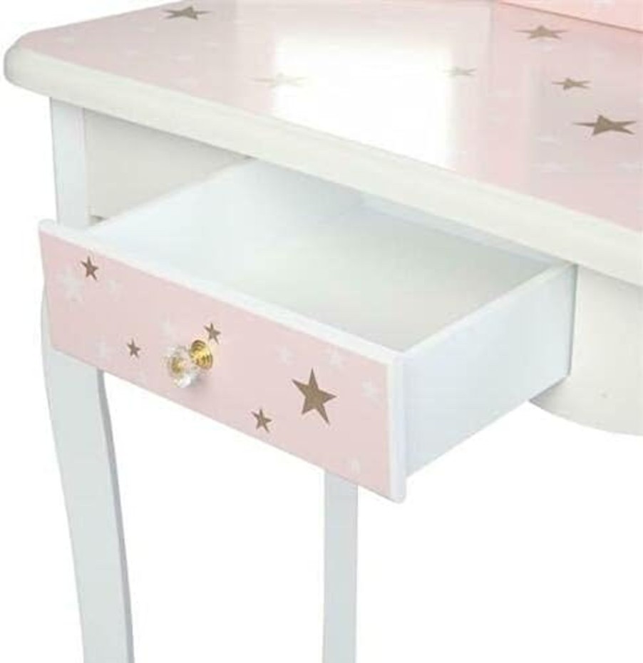 Toddler Furniture & Accessories littlehelper | Girls Dressing Table | Vanity Table | Crystal Knobs | Pink Stars And White | 6 - 13 Years