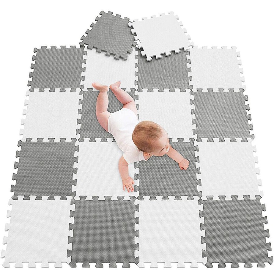 Baby & Nursery littlehelper Baby Play Gyms | 18 Interlocking Montessori Thick Foam Play Floor Mats | Jigsaw Mats For Baby Playpens And Playrooms | Grey & White