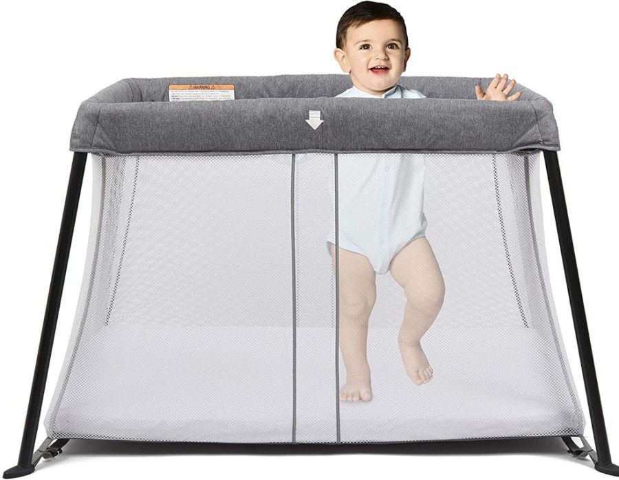 Baby & Nursery littlehelper Baby Playpens | Easy Assembly 2-In-1 Lightweight Portable Baby Playpen & Travel Cot | Thick Mattress, Sheet & Carry Bag | Grey | 0-36M