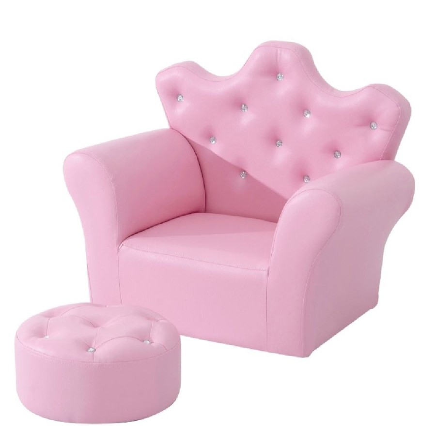 Toddler Furniture & Accessories littlehelper | Her Royal Highness Childrens 2-Piece Chair With Footstool Set | Pink | 3-7 Years