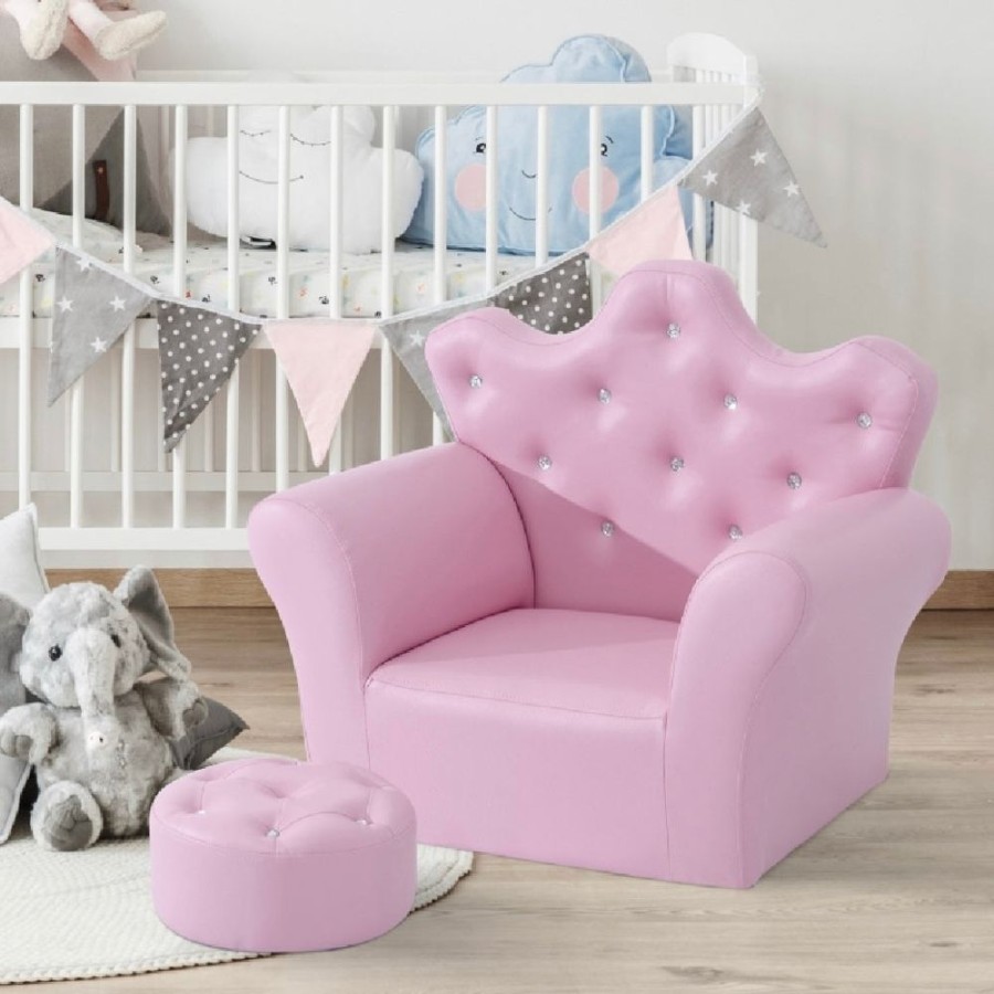 Toddler Furniture & Accessories littlehelper | Her Royal Highness Childrens 2-Piece Chair With Footstool Set | Pink | 3-7 Years