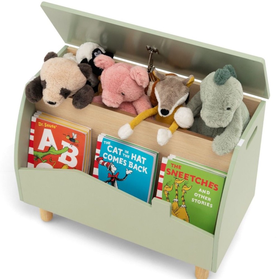 Toddler Furniture & Accessories littlehelper | Cute 3-In-1 Montessori Toy Box | Bench Seat | Book Shelf | Pistachio