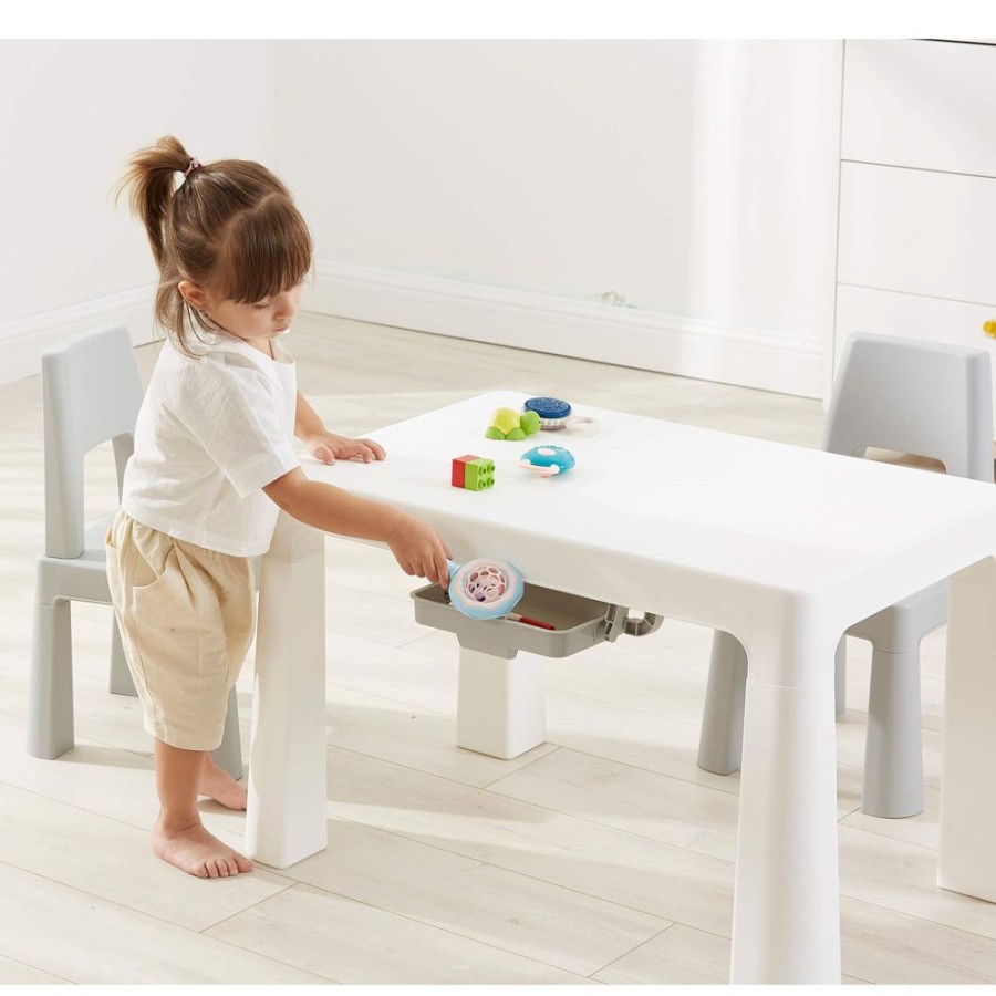 Toddler Furniture & Accessories littlehelper | Height Adjustable Grow-With-Me Kids Table & Chairs | Storage | 2-8 Years | Grey & White