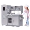 Playtime littlehelper Toy Kitchens | Deluxe Montessori Inspired Toy Kitchen | Phone | Blackboard | Microwave | Realistic Sounds & Accessories | Grey