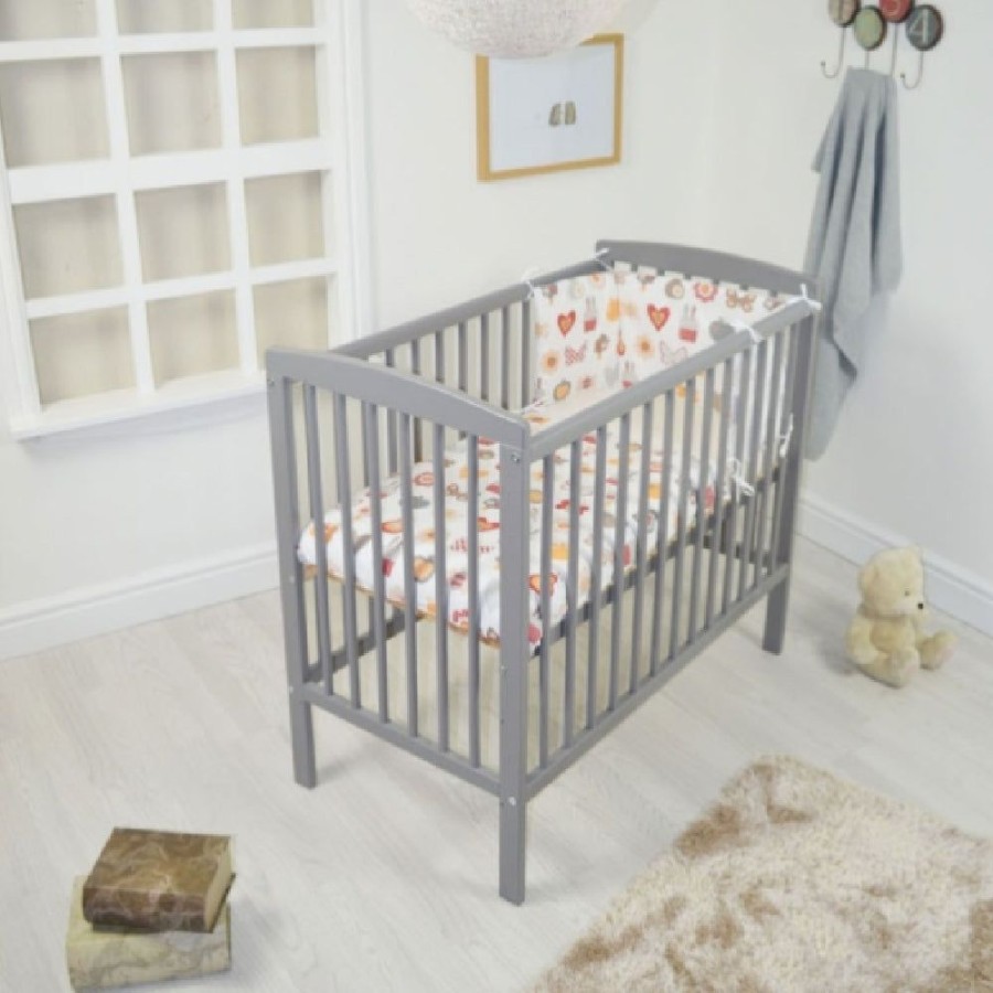 Baby & Nursery littlehelper Cots | Grey Eco Solid Pine Space Saver Cot Height Adjustable Mattress | 104Cm Long X 56Cm Wide