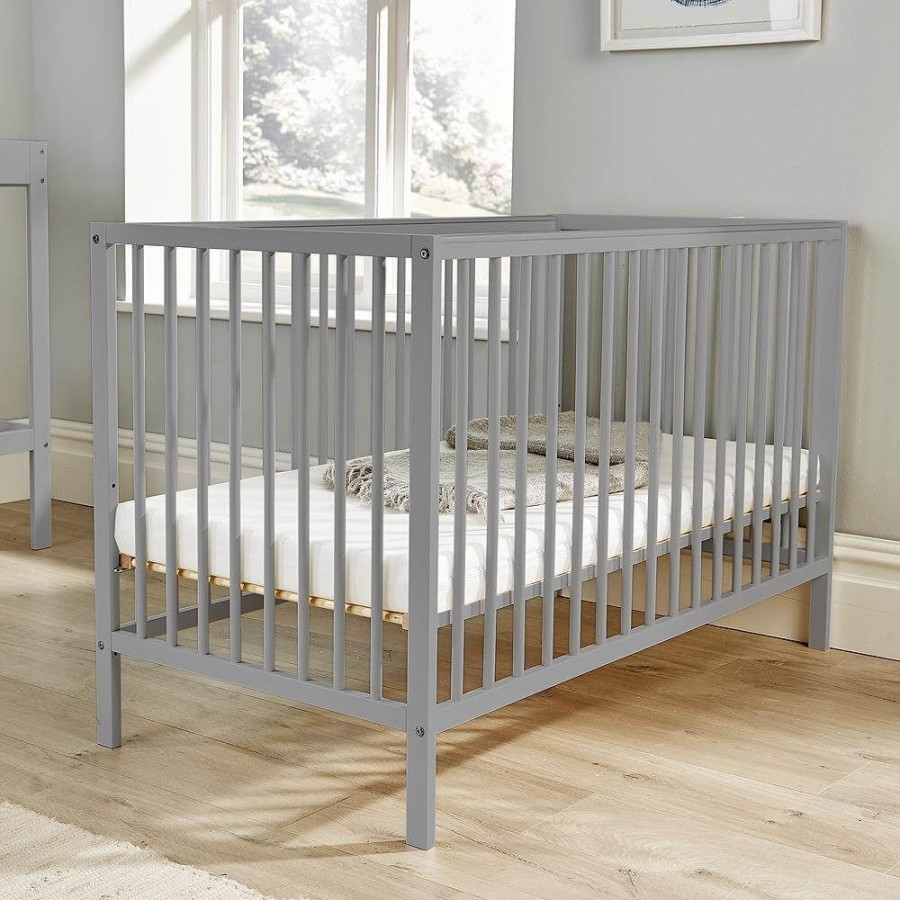 Baby & Nursery littlehelper Cots | Pebbles Solid Wooden Cot | Height Adjustable Base | Warm Grey