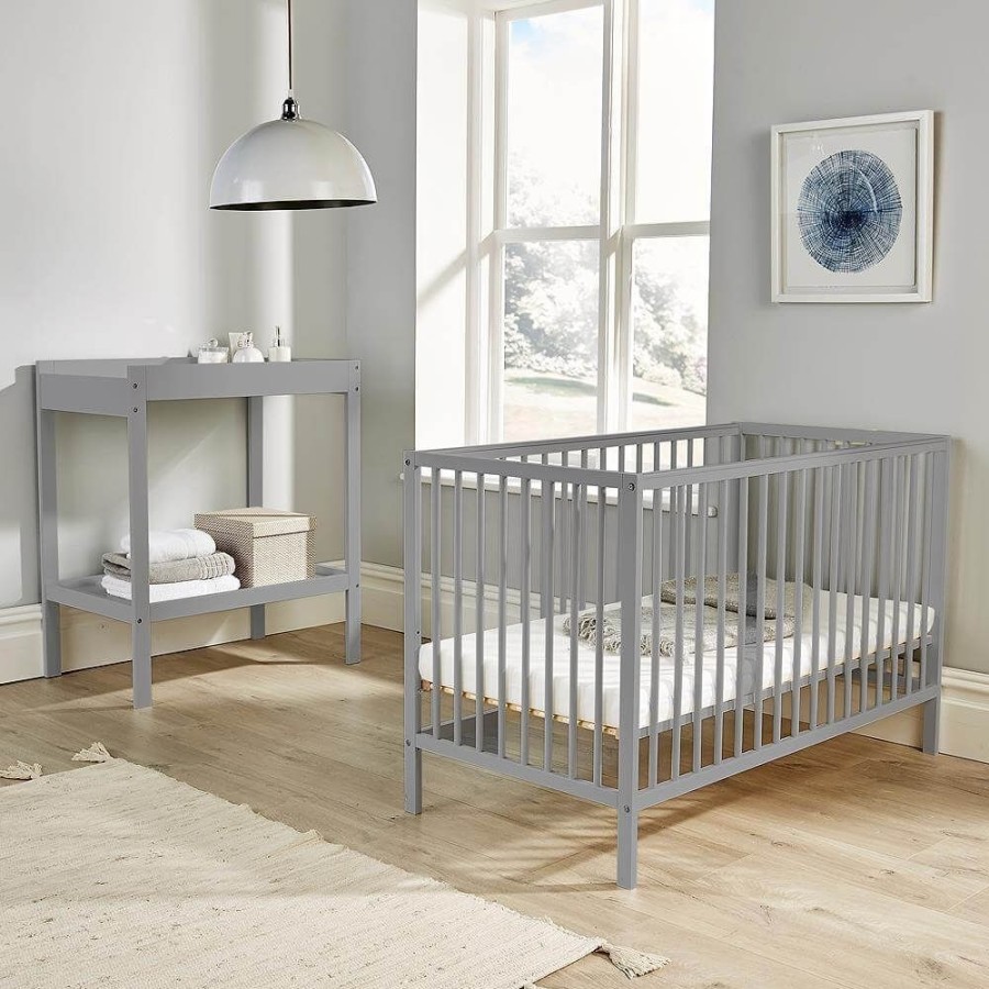 Baby & Nursery littlehelper Cots | Pebbles Solid Wooden Cot | Height Adjustable Base | Warm Grey