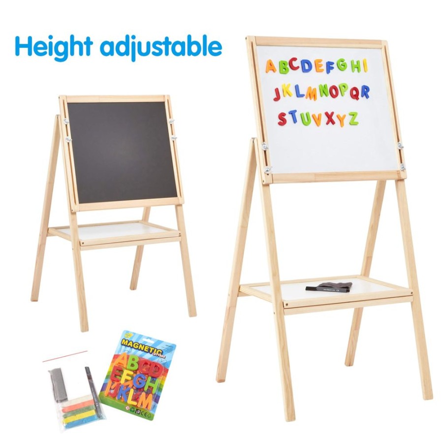 Playtime littlehelper | Height Adjustable & Folding Double Sided Easel | Whiteboard | Blackboard & Accessories