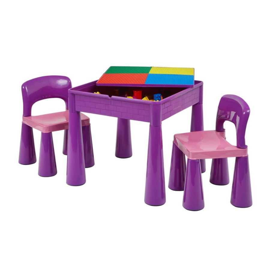 Playtime littlehelper Sand & Water Table | Kid'S Indoor | Outdoor Multipurpose Plastic Table & 2 Chairs Set | Lego Board | Sand & Water Pit | Violet