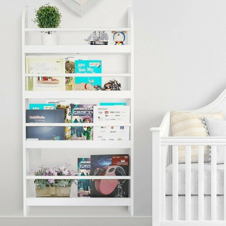 Toddler Furniture & Accessories littlehelper | Baby & Toddler 4 Tier Wall Mounted Montessori Bookcase | White | 1.13M High