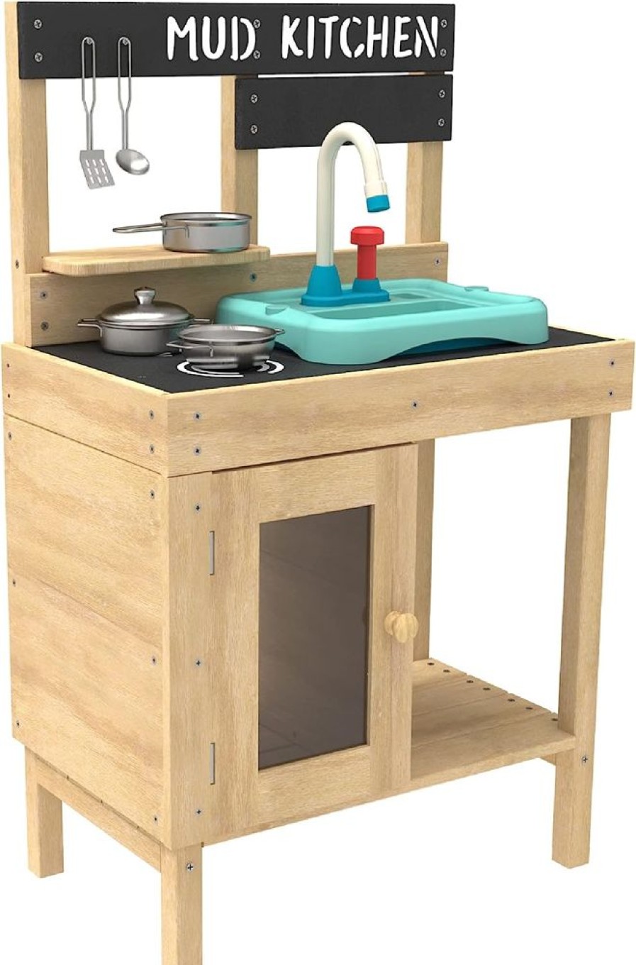 Playtime littlehelper Sand & Water Table | Fsc Montessori Eco Wood Kids Mud Kitchen | Wooden Toy Kitchen | Working Tap & Sink | 3 Years+