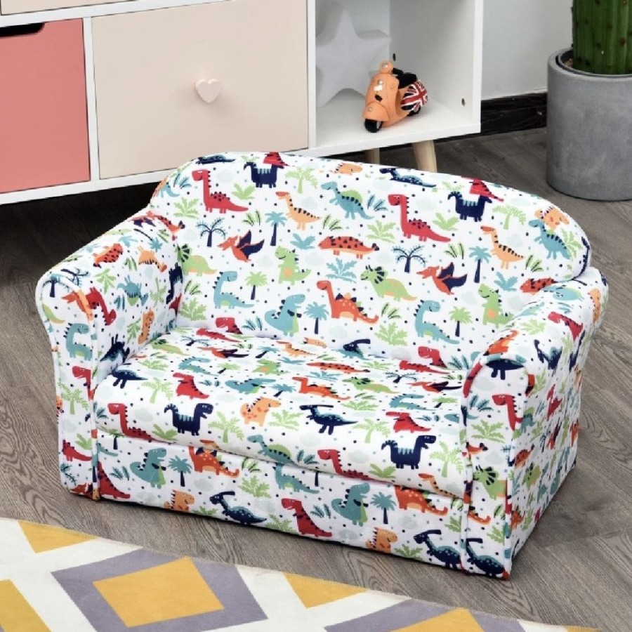 Toddler Furniture & Accessories littlehelper | Children'S Dinosaur Design 2 Seater Sofa Chair | Multicoloured | 3-9 Years