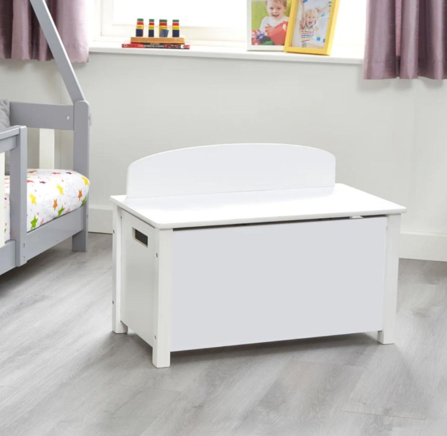 Baby & Nursery littlehelper Toy Box | Montessori Wood Toy Box Slow Release Safety Hinge | Ottoman | Blanket Box | White | W:68 X H:47.5 X D:37.5Cm