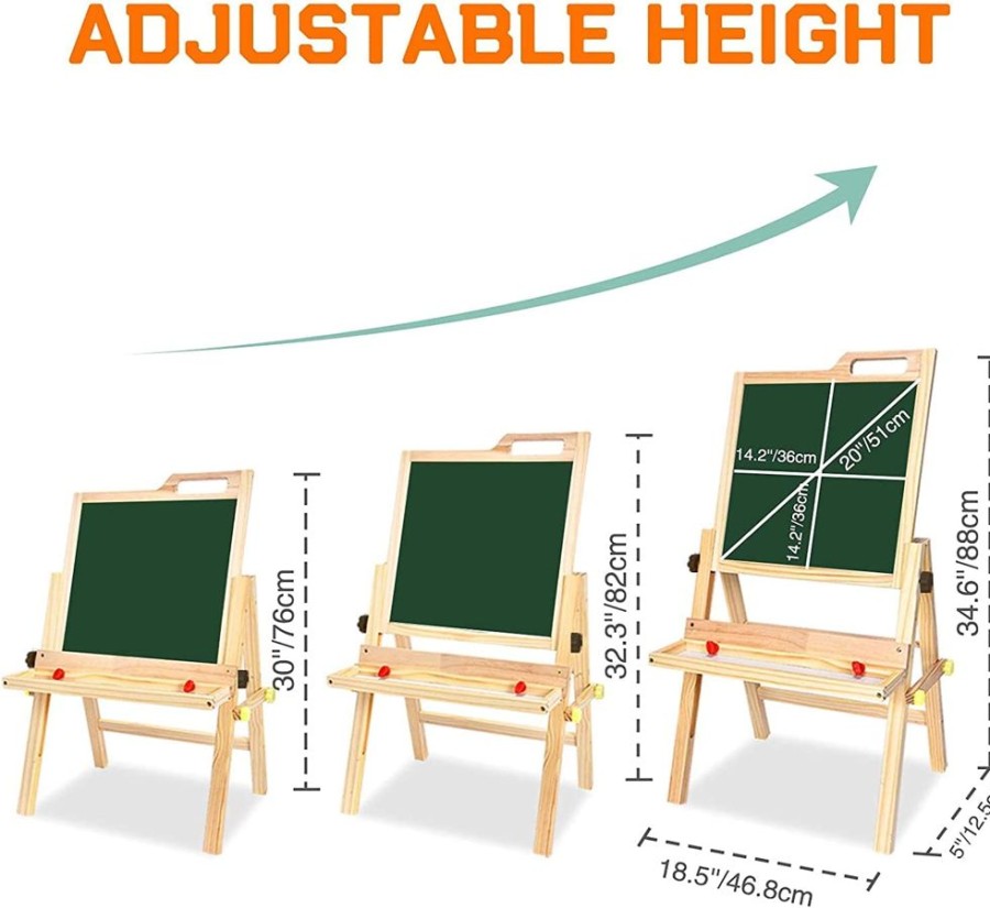 Toddler Furniture & Accessories littlehelper | Natural Eco Wood Height Adjustable Easel | Whiteboard | Blackboard Double Easel