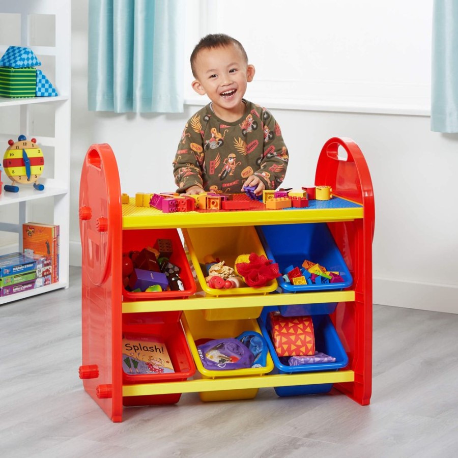 Playtime littlehelper Montessori Toys & Products | 2-In-1 Montessori 6 Bin Colourful Toy Storage Unit | Lego Activity Table