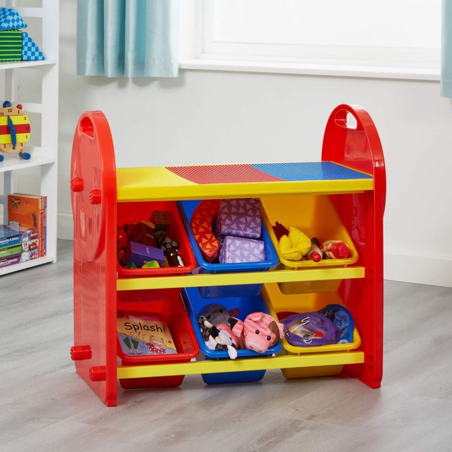 Playtime littlehelper Montessori Toys & Products | 2-In-1 Montessori 6 Bin Colourful Toy Storage Unit | Lego Activity Table