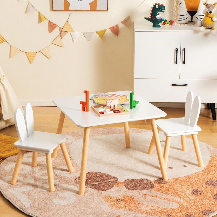 Toddler Furniture & Accessories littlehelper | White Wooden Table And 2 Chairs Set | Kids Modern Activity Desk | White | Solid Wood