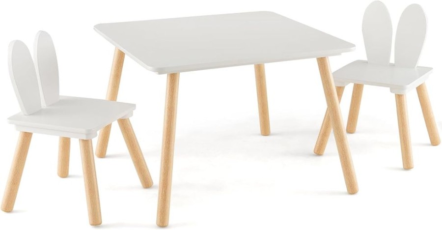 Toddler Furniture & Accessories littlehelper | White Wooden Table And 2 Chairs Set | Kids Modern Activity Desk | White | Solid Wood