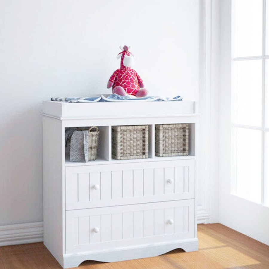 Baby & Nursery littlehelper Changing Units | Baby Changing Unit | Storage & 2 Drawers | High Quality Classic Design | 93 X 50 X 88Cm | White