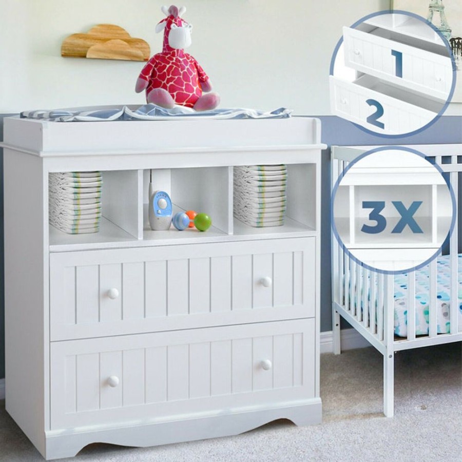 Baby & Nursery littlehelper Changing Units | Baby Changing Unit | Storage & 2 Drawers | High Quality Classic Design | 93 X 50 X 88Cm | White