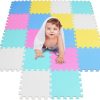 Playtime littlehelper Montessori Toys & Products | 16 Interlocking Montessori Thick Foam Play Mats | Jigsaw Mats For Baby Playpens And Playrooms | Grey, Pink & White