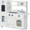 Playtime littlehelper Toy Kitchens | Montessori Deluce Design Wooden Toy Kitchen With Realistic Accessories & Pretend Ice | White