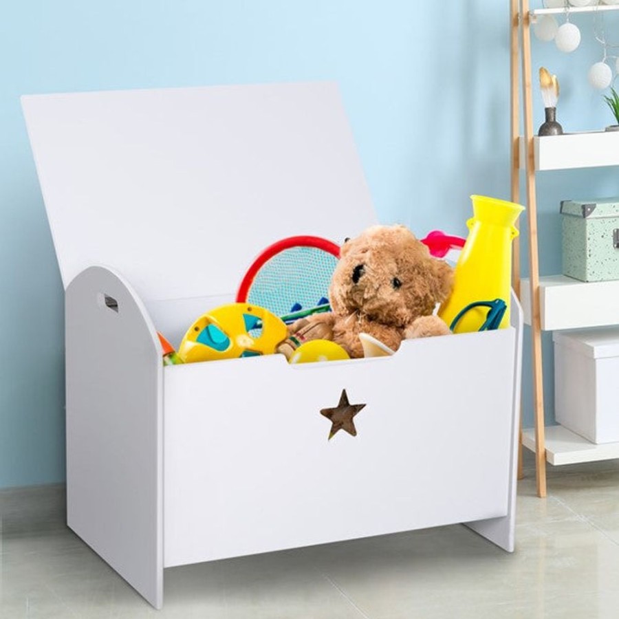 Baby & Nursery littlehelper Toy Box | Kids Wooden Toy Box And Bench With Child Safety Hinge| Toy Storage With Handles| White