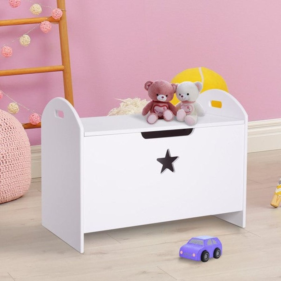 Baby & Nursery littlehelper Toy Box | Kids Wooden Toy Box And Bench With Child Safety Hinge| Toy Storage With Handles| White