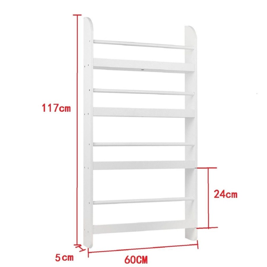 Toddler Furniture & Accessories littlehelper | Childrens Bookcase | Wall Mounting Wooden Bookcase | Childrens Shelving | White | 1.17M High